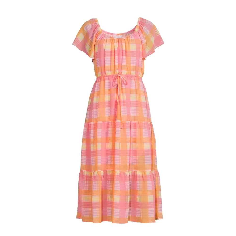 Time and Tru Women's Flutter Sleeve Tiered Dress. Sz, XL